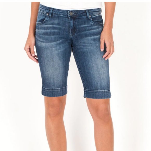 EUC Kut from the Kloth Natalie Bermuda Denim Shorts Size 8 - Picture 2 of 16